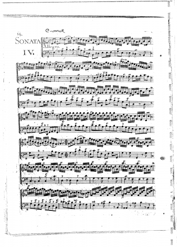 Cannabich - Sonate a Flauto Traversiere Solo e Basso Composte dal Sigr. Canaby Musico di S.A.E. Palatino del Reno. - Scores and Parts Sonata No. 4 in E minor - Score