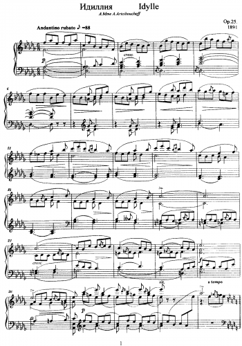Lyadov - Idylle, Op. 25 - Score