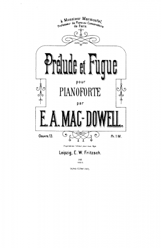 MacDowell - Prelude and Fugue - Piano Score - Score