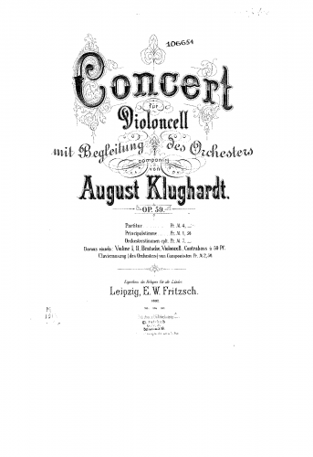 Klughardt - Cello Concerto in A minor, Op. 59 - Score