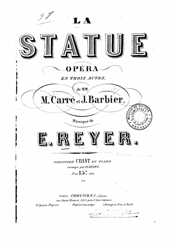 Reyer - La statue - Vocal Score - Score