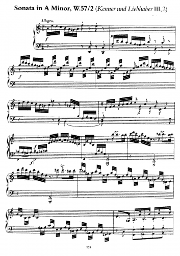 Bach - Piano Sonata in A Minor from 'Clavier-Sonaten nebst einigen Rondos für Kenner und Liebhaber, III' - Score
