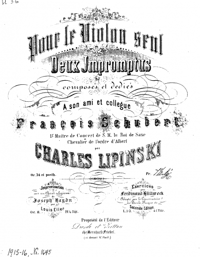 Lipi?ski - 2 Impromptus for Solo Violin, Op. 34 - Score