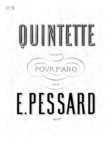 Pessard - Quintette - For Piano - Score