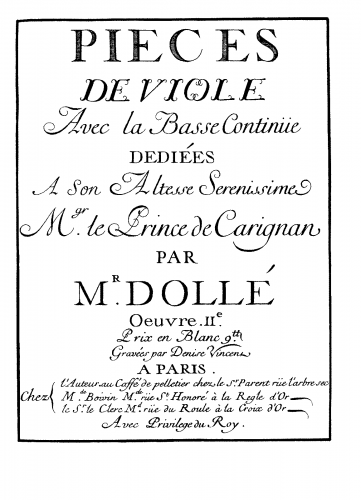 Dollé - Pièces de viole Avec la Basse Continüe - Score