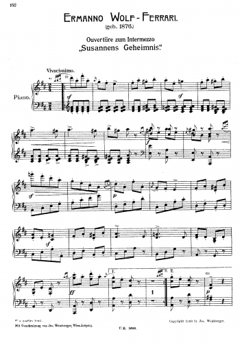 Wolf-Ferrari - Il segreto di Susanna - Overture For Piano solo - Piano score