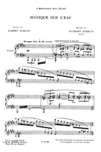 Schmitt - Musique sur l'eau, Op. 33 - Score