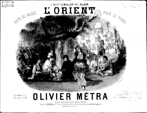 Métra - L'Orient - For Piano - Score
