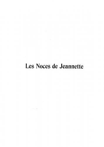Massé - Les noces de Jeannette - Vocal Score - Score