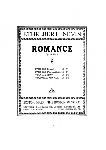 Nevin - 2 Etudes - Piano Score - 1. In the form of a Romance