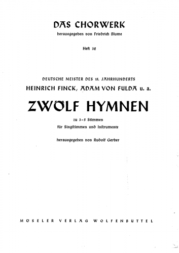 Gerber - 12 Hymns from German masters of 15th Century - Score