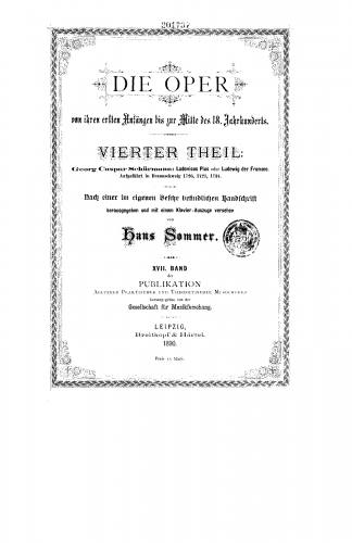 Schürmann - Ludovicus Pius oder Ludewig der Fromme - Vocal Score - Score