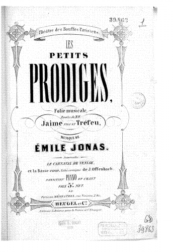 Jonas - Les petits prodiges - Vocal Score - Score