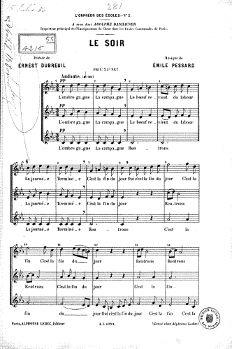 Pessard - Le soir - Score