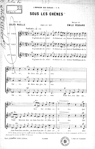 Pessard - Sous les chênes - Score