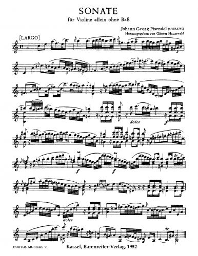 Pisendel - Violin Sonata in A minor, JunP IV.2 - Score
