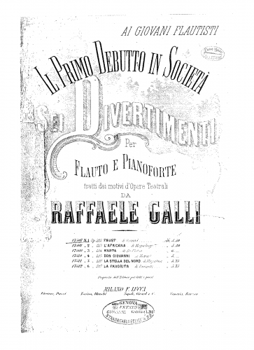 Galli - Il primo debutto in Società - 1. Divertimento on 'Faust', Op. 212