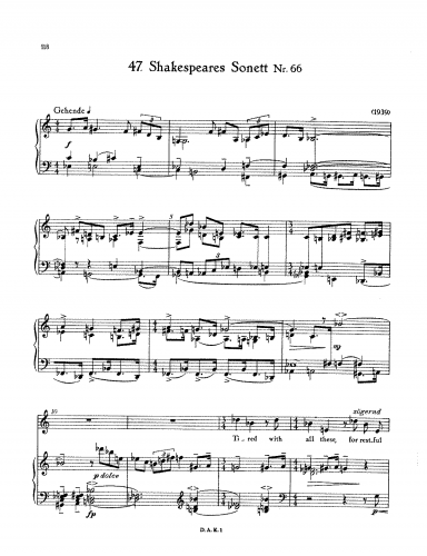 Eisler - Shakespeares Sonett Nr.66 - Score