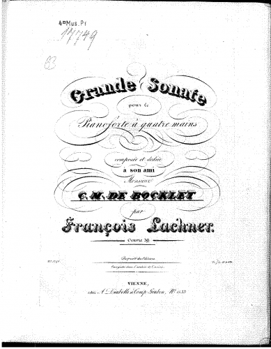Lachner - Sonata for Piano 4-Hands, Op. 39 - Score