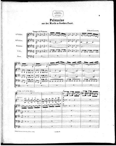 Lassen - Musik zu Goethes Faust - II. Teil. No. 3. Polonaise in E major - Score
