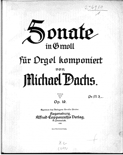 Dachs - Organ Sonata No. 1 - Score