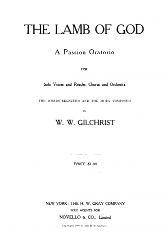 Gilchrist - The Lamb of God - Vocal Score - Score