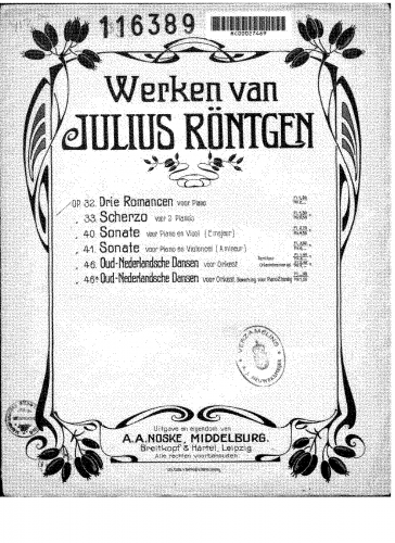 Röntgen - 3 Romances for Piano - Score