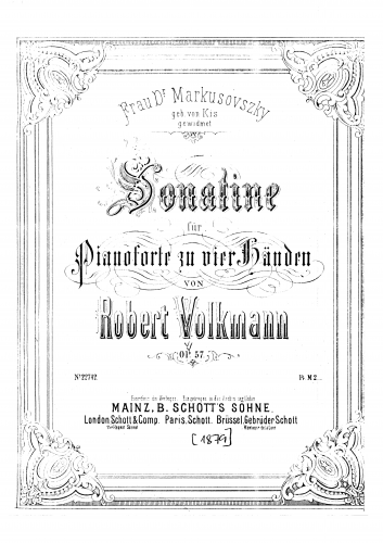 Volkmann - Sonatina, Op. 57 - Score
