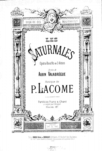 Lacôme d'Estalenx - Les saturnales - Vocal Score - Score