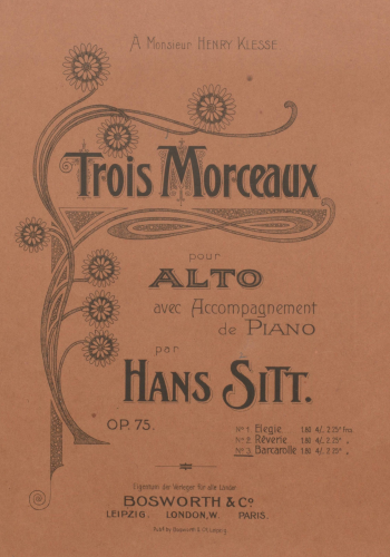 Sitt - 3 Morceaux - Piano Score and Viola Part