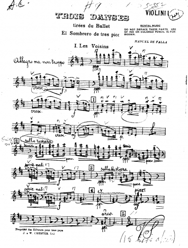 Falla - El Sombrero des Tres Picos: Suite No. 2 - Violins I