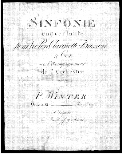 Winter - Sinfonie Concertante pour Violon, Clarinette, Basson et Cor avec láccompagnement d'orchestre, Oeuvre XI - Complete pats
