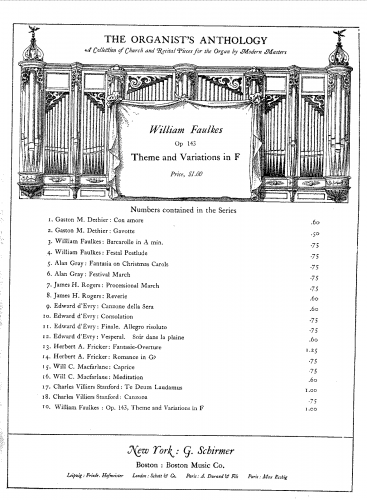 Faulkes - Theme and Variations in F - Score