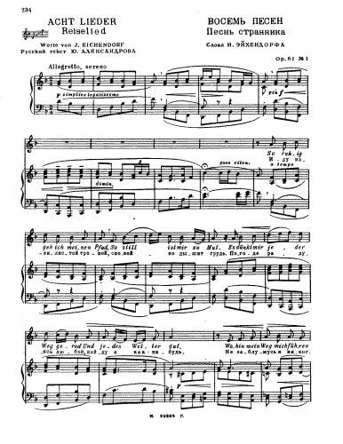 Medtner - Acht Lieder Op. 61 - Score