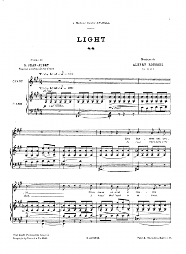 Roussel - 2 Mélodies, Op. 19 - Score