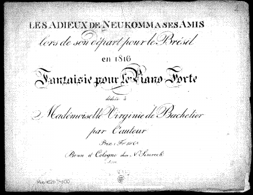 Neukomm - Fantasia in E minor 'Les adieux' - Score
