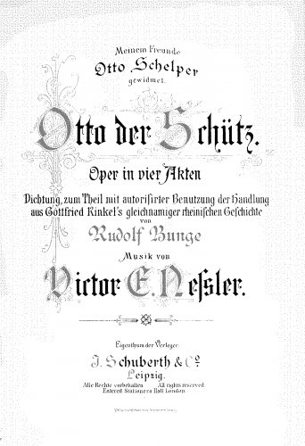 Nessler - Otto der Schütz - Vocal Score - Score