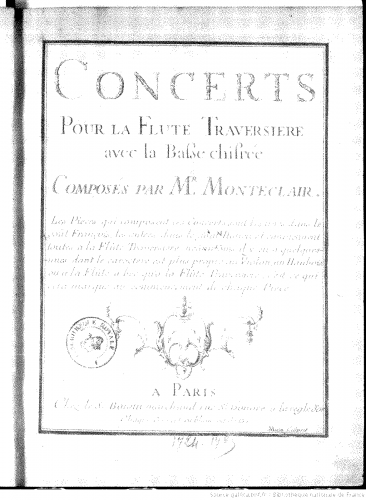 Montéclair - 6 Flute Concertos - Score