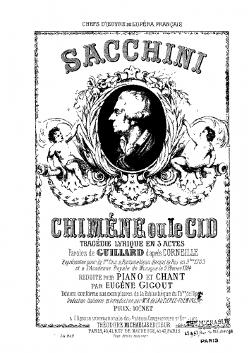Sacchini - Chimène - Vocal Score - Score