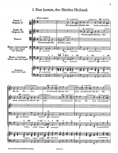 Schein - Nun komm, der Heiden Heiland - Score
