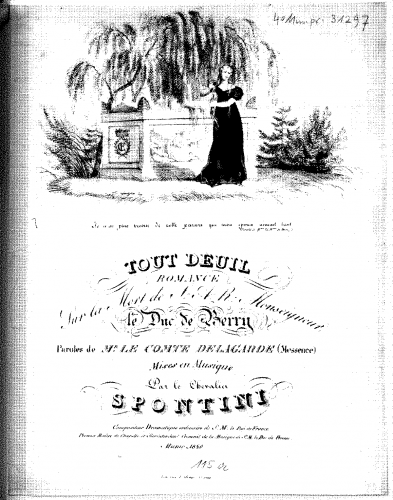 Spontini - Tout deuil - Score