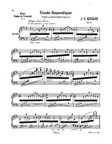 Kessler - Etudes rhapsodiques - No. 4 (For the Right Hand Solo)