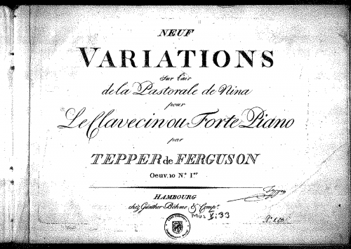 Ferguson - 9 Variations sur l'air de la Pastorale de Nina, Op. 10 No. 1 - Score