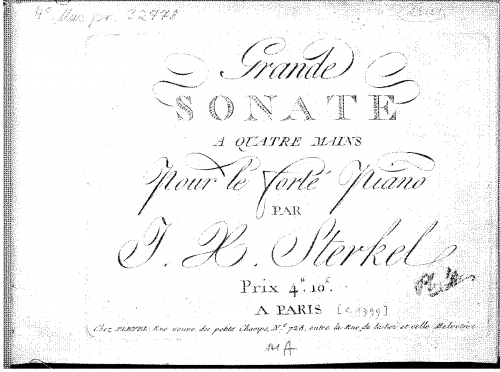 Sterkel - Grande sonate à 4 mains - Score