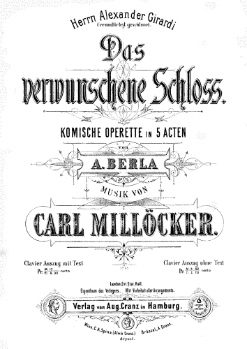 Millöcker - Das verwunschene Schloss - Vocal Score - Score