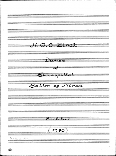 Zinck - Selim og Mirza - Dance, Tempo di Minuetto - Score
