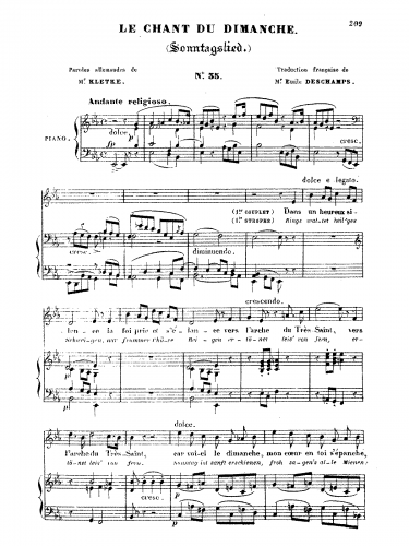 Meyerbeer - Sonntagslied - Score