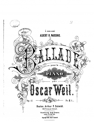 Weil - Ballade - Piano Score - Score