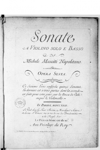 Mascitti - 15 violin sonatas and a trio sonata - Score