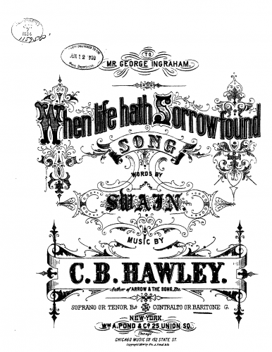 Hawley - When Life Hath Sorrow Found - Score